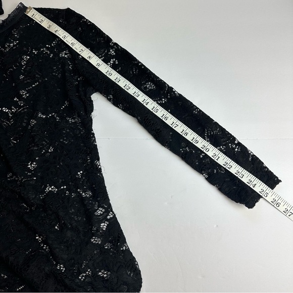 Lace Long Sleeve Top High Neck Stretch Women's size XL black READ DESCRIPTION - Picture 7 of 9